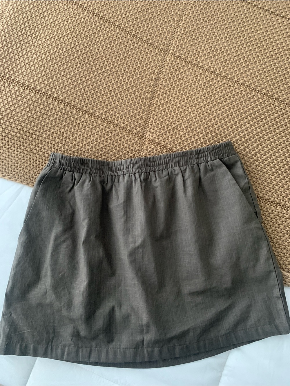 SHEIN Olive Green Elastic-Waist Mini Skirt